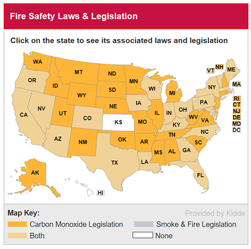 Image Link to a Map of fire safety laws by State